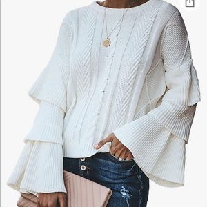 Casual Bell Sleeve Crew Neck Sweater